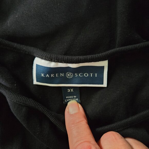 KAREN SCOTT Basic Black  Cotton Tank 3X - Picture 2 of 4